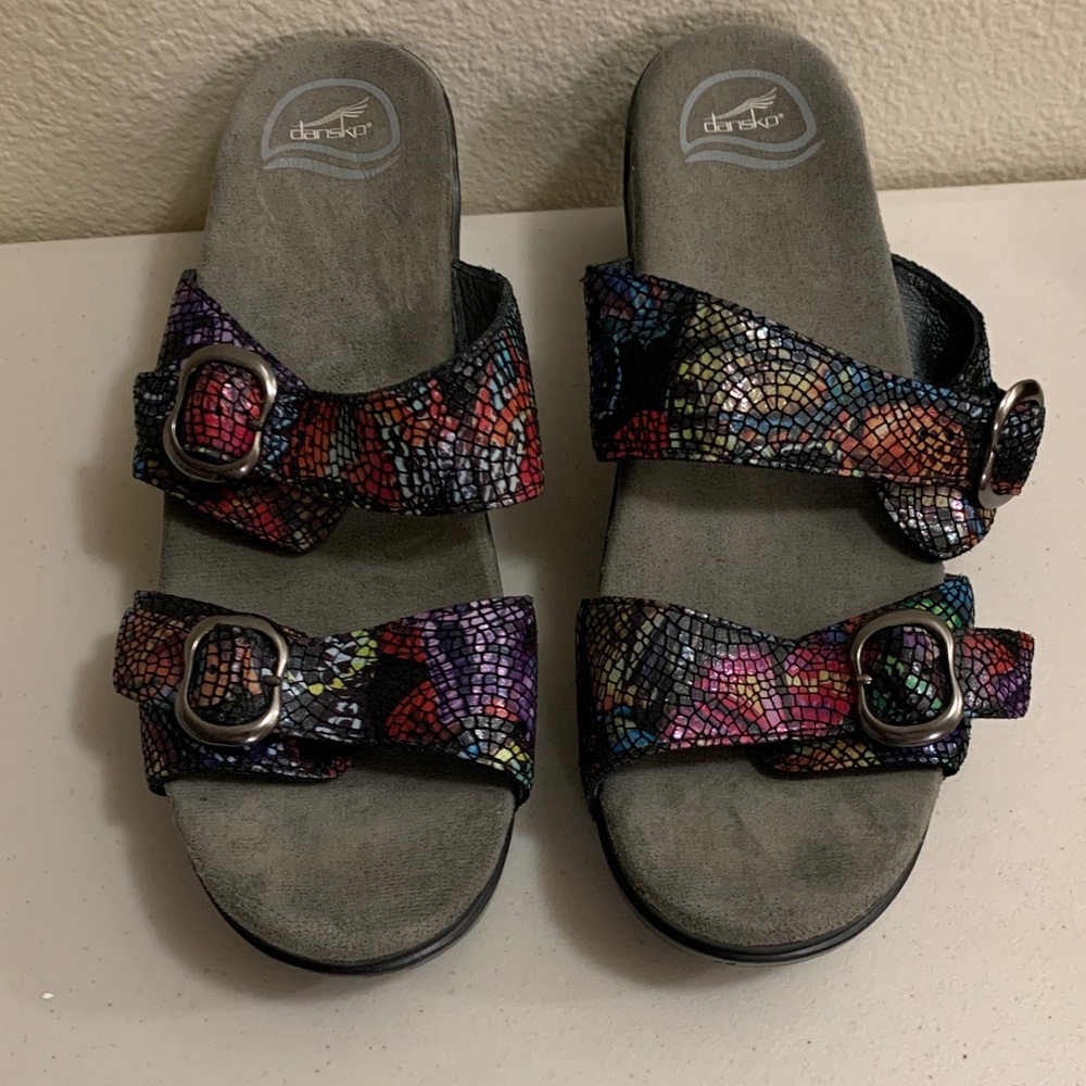 Dansko Sophie Metallic Python Sandals Clogs Size … - image 2